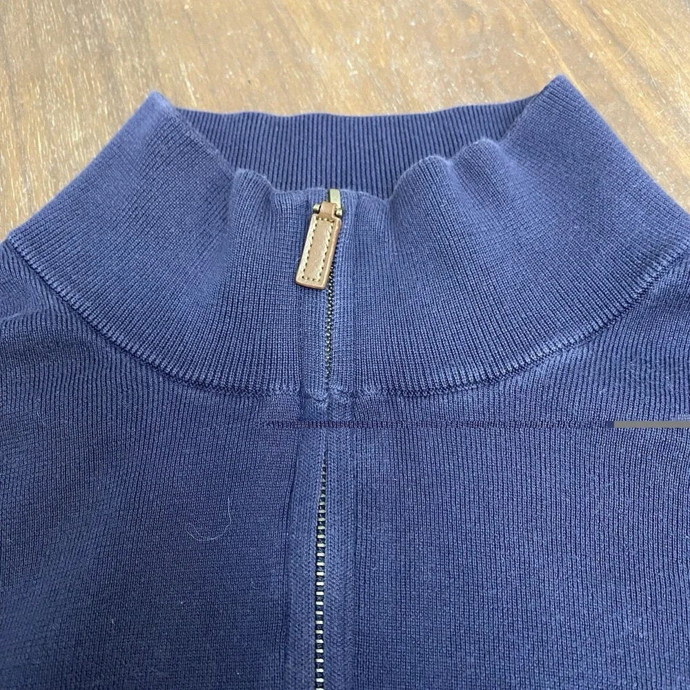 Polo Ralph Lauren Quarter Zip Pullover Mens 2XB Navy Blue Pima Cotton Sweater